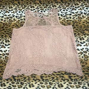 Elegant Lace Sleeveless Top - Pink